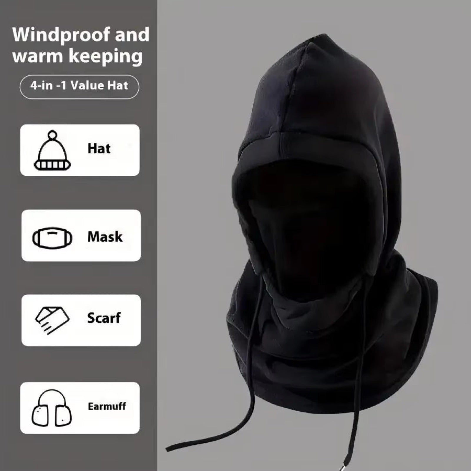 Hat, mask, scarf and earmuff — one piece